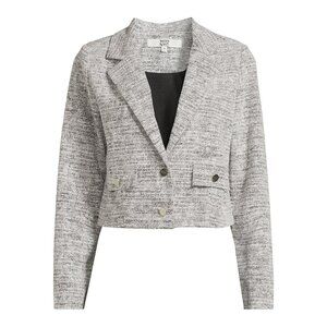Madden NYC Womens Tweed Cropped Blazer Jacket Size S